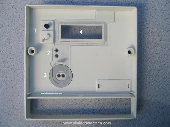 El panel frontal del medidor de su lado posterior