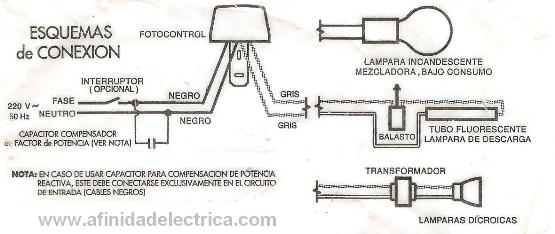 Circuito de conexi�n de fotocelula.